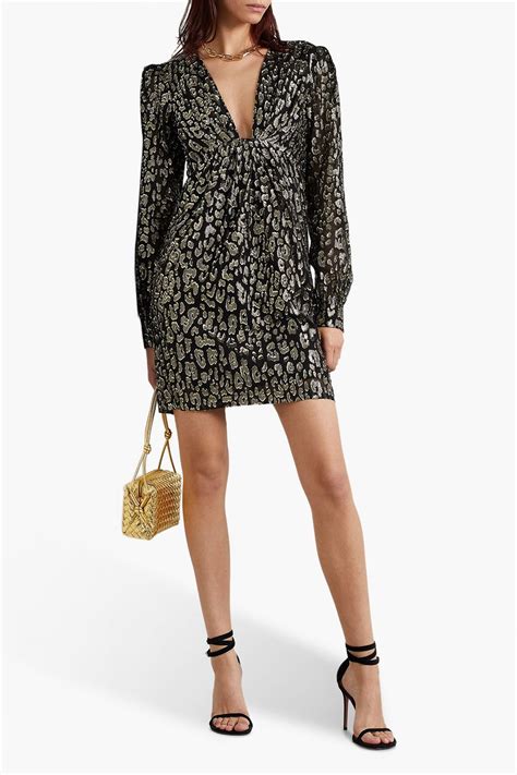 michael kors leopard chiffon tie neck dress|Metallic Leopard Clip Jacquard Dress .